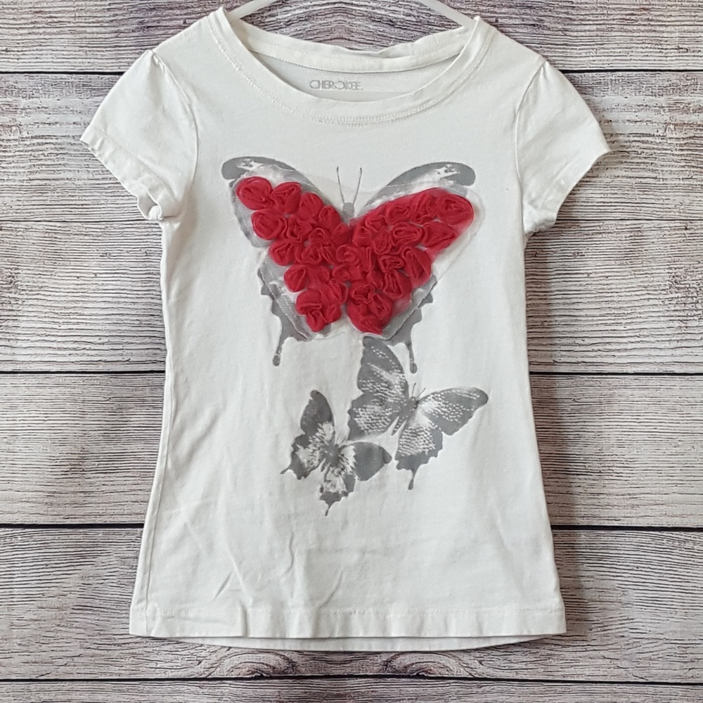 🍁3/$12 Hot Pink Rosette Butterfly Tee🍁
